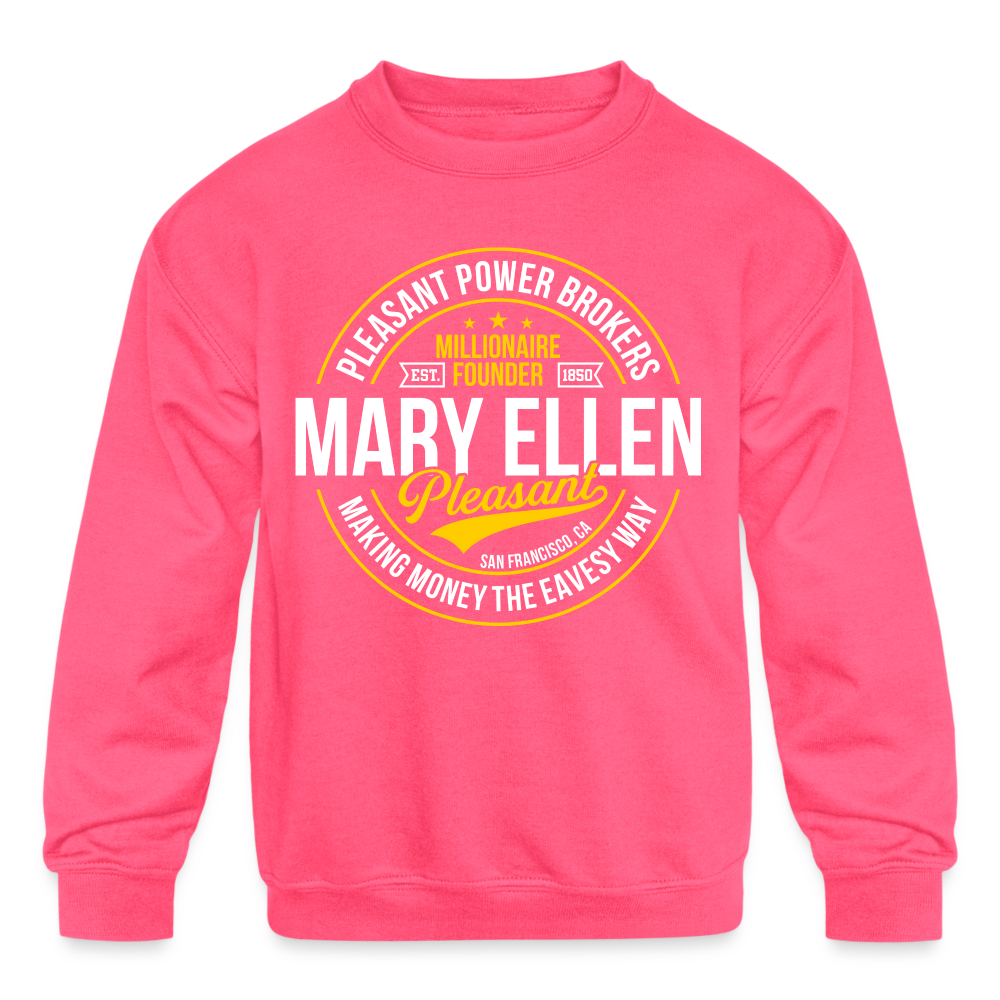 Mary Ellen Pleasant - Real Estate Mogul - Kids' Crewneck Sweatshirt - neon pink